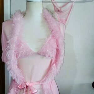 Spoiled Blush Feathered Robe Set Of Three Pink 🩷 Medium